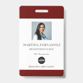 Maroon Registered Nurse Photo ID Badge (Voorkant)