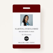 Maroon Registered Nurse Photo ID Badge (Voorkant)