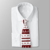 Maroon Rendier Stripe kerstpatroon Stropdas (Gebonden)
