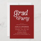 Maroon Retro Graduation Invitation Kaart (Voorkant)