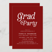 Maroon Retro Graduation Invitation Kaart (Voorkant / Achterkant)