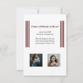 Maroon Retro Grote Nummers Afstuderen Foto Kaart (Achterkant)