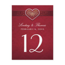 Maroon Rode Bloemen Hart Tafel Aantal Kaarten