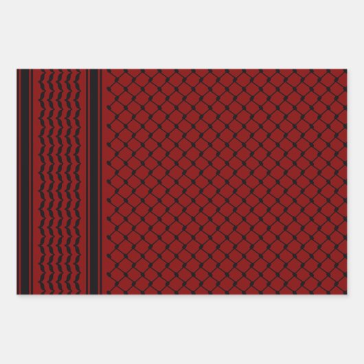 Maroon Rode Palestijnse Keffiyeh Patroon Ontwerp Inpakpapier Vel (Voorkant 2)