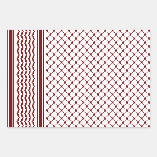 Maroon Rode Palestijnse Keffiyeh Patroon Ontwerp Inpakpapier Vel (Voorkant)