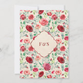 Maroon rode rozen bloemenmoslim bruiloft Kaart (Achterkant)