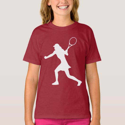 Maroon rode tennis sport t shirt voor meisjes (Voorkant)