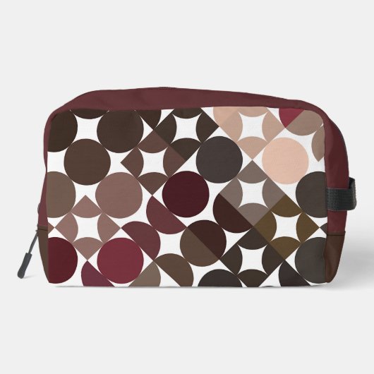 Maroon Rood Beige Bruin Mideeuwse cirkels Patroon Toilettasje (Achterkant)