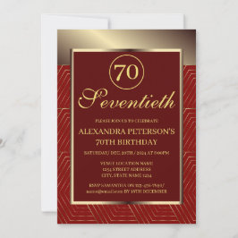 Maroon rood en goud patroon grens verjaardag kaart