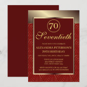 Maroon rood en goud patroon grens verjaardag kaart (Voorkant / Achterkant)