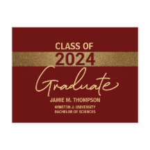 Maroon rood goud klasse 2024 University Afstuderen