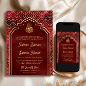 Maroon rood goud Marokkaanse Arch moslim bruiloft Kaart