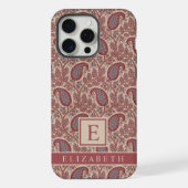  Maroon Rood Grijs Beige Roze Paisley iPhone Hoesje (Achterkant)