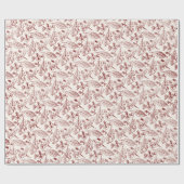 Maroon rood laat bloemenkunstpatroon op ivoor cadeaupapier (Vlak)