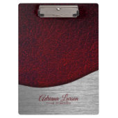 Maroon rood nep leer look klembord (Voorkant)