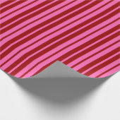 Maroon rood roze strepen ontwerp  cadeaupapier (Hoek)