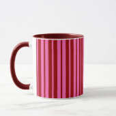Maroon rood roze strepen ontwerp  mok (Links)