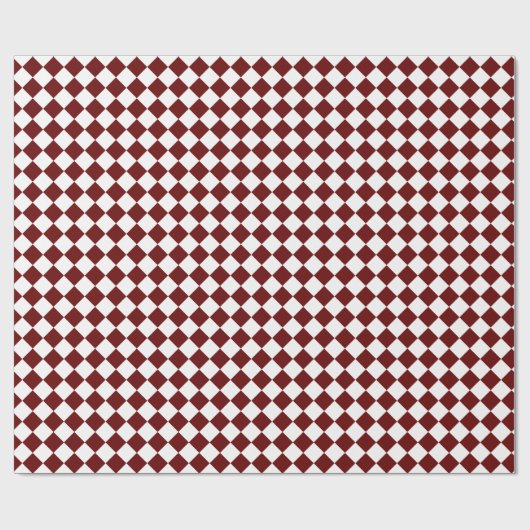 Maroon Rood / Wit Diamant Patroon Minimalistisch M Cadeaupapier (Vlak)