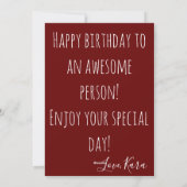 Maroon Rood & Wit Happy Birthday Wenskaart Feestdagenkaart (Achterkant)