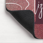 Maroon Roos Glitter Monogram Naam Muismat (Hoek)