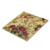  Maroon Roos Gouden Tapestry Tegeltje (Zijkant)