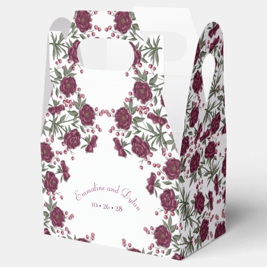 Maroon Rose Wedding Bedankdoosjes (Geopend)