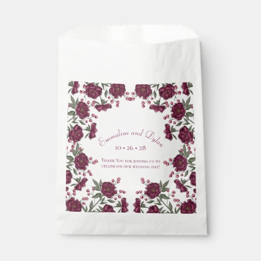 Maroon Rose Wedding Bedankzakje (Voorkant)