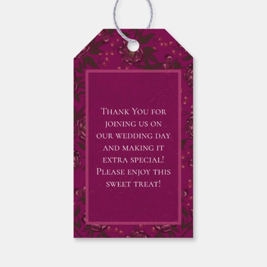 Maroon Rose Wedding Cadeaulabel (Achterkant)