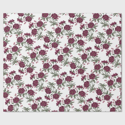 Maroon Rose Wedding Cadeaupapier (Vlak)