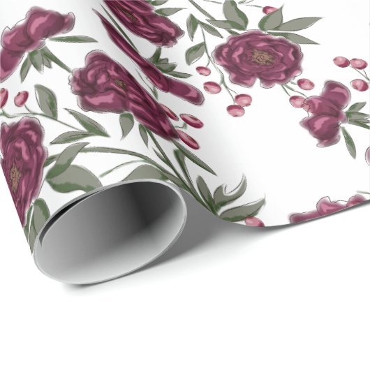 Maroon Rose Wedding Cadeaupapier (Rol Hoek)