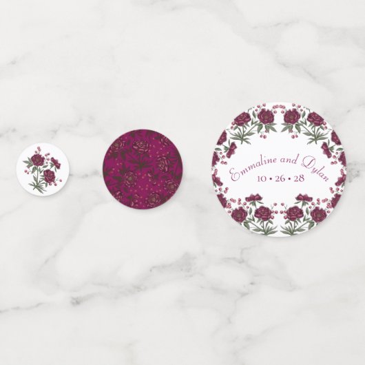 Maroon Rose Wedding Confetti (Voorkanten)