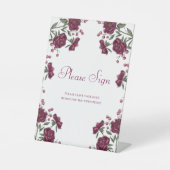 Maroon Rose Wedding Guest Book Sign Reclamebord Met Voetstuk (Voorkant)