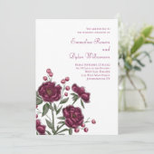 Maroon Rose Wedding Kaart (Staand voorkant)