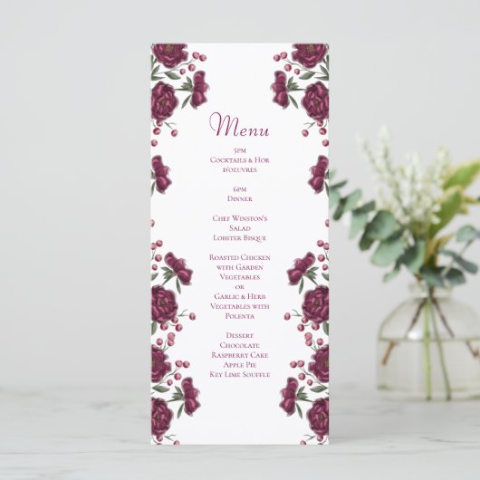 Maroon Rose Wedding Menus Menu (Staand voorkant)