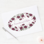 Maroon Rose Wedding Ovale Sticker (Envelop)