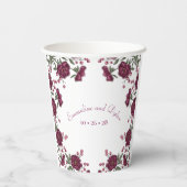 Maroon Rose Wedding Papieren Bekers (Achterkant)