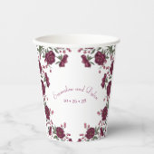Maroon Rose Wedding Papieren Bekers (Voorkant)