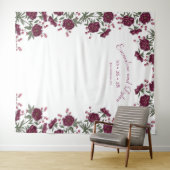 Maroon Rose Wedding Photo Backdrop Wandkleed (In Situ (horizontaal))