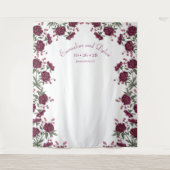 Maroon Rose Wedding Photo Backdrop Wandkleed (Voorkant)