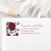 Maroon Rose Wedding Return Address Labels (Insitu)