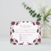Maroon Rose Wedding RSVP Feestdagenkaart (Staand voorkant)
