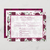 Maroon Rose Wedding RSVP Feestdagenkaart (Voorkant / Achterkant)