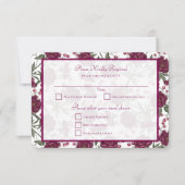 Maroon Rose Wedding RSVP Reply Kaart (Voorkant)