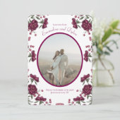 Maroon Rose Wedding Save the Date Kaart (Staand voorkant)