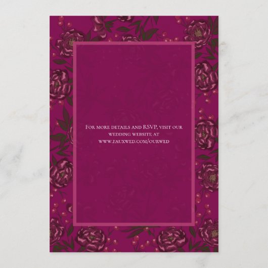 Maroon Rose Wedding Save the Date Kaart (Achterkant)