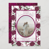 Maroon Rose Wedding Save the Date Kaart (Voorkant / Achterkant)