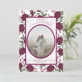 Maroon Rose Wedding Save the Date Kaart (Staand voorkant)