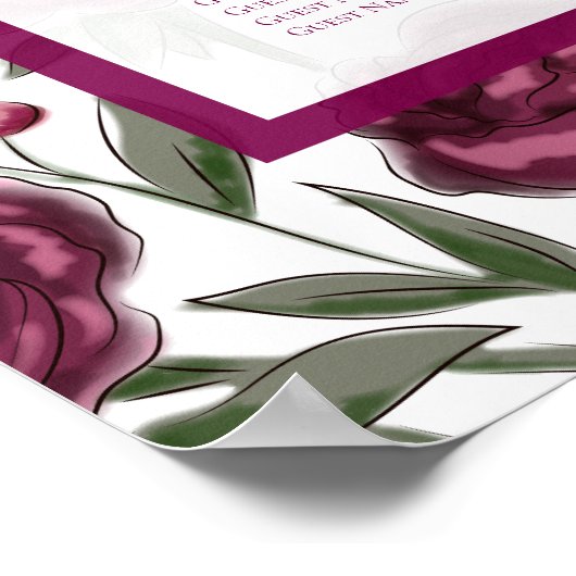 Maroon Rose Wedding Seating Chart Poster (Hoek)