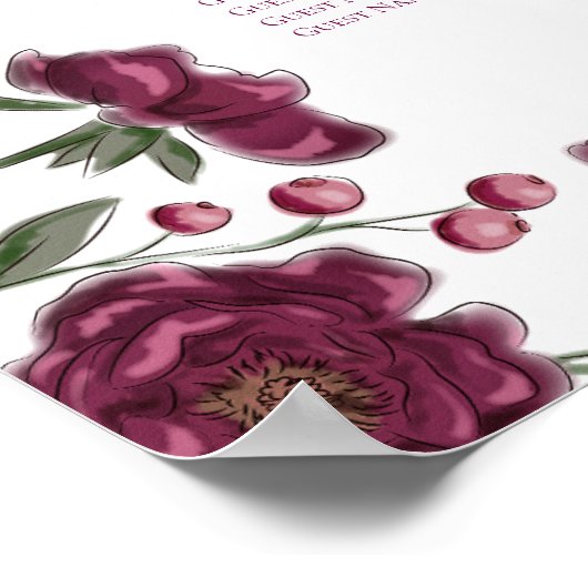 Maroon Rose Wedding Seating Chart Poster (Hoek)