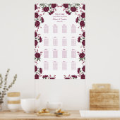 Maroon Rose Wedding Seating Chart Poster (Keuken)